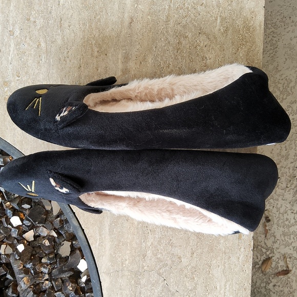 Gara Tia Black Cat Slippers with Ears and Whiskers Size 40/41 Or 9/10 - Picture 7 of 9